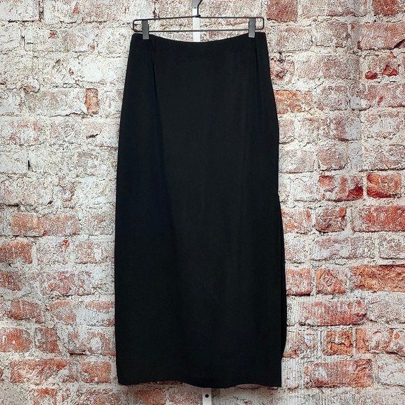 Vintage Apostrophe Black Pencil Skirt | Classic Lined Midi Work Skirt Size 10 - Picture 1 of 5